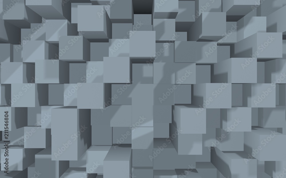 Abstract gray elegant cube geometric background. Chaotically advanced rectangular bars. 3D Rendering, 3D illustration Abstract gray elegant cube geometric background. Chaotically advanced rectangular bars. 3D Rendering, 3D illustration