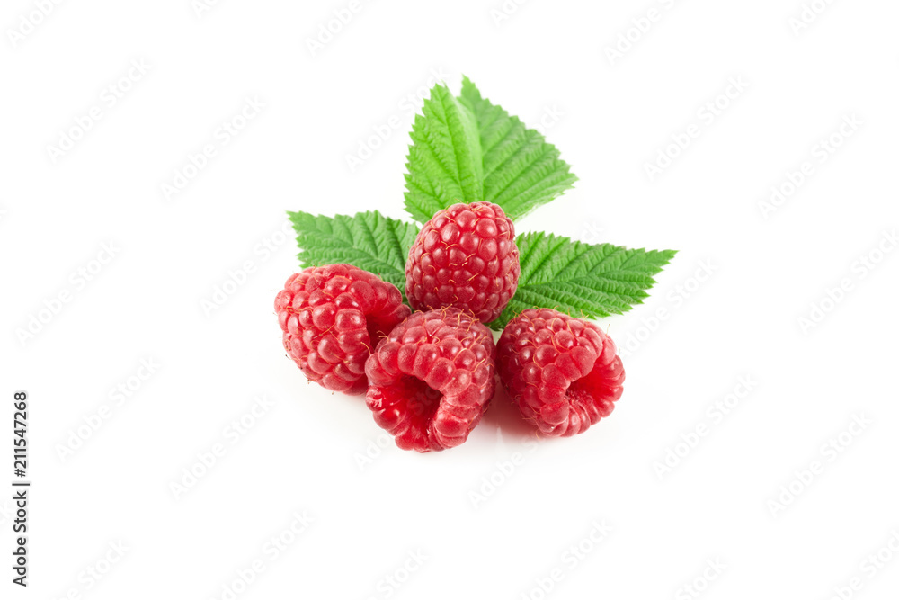 Raspberry with leaves isolated Raspberry with leaves isolated