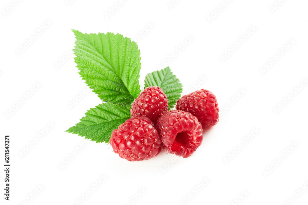 Raspberry with leaves isolated Raspberry with leaves isolated