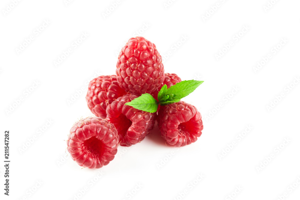 Raspberry with leaves isolated Raspberry with leaves isolated