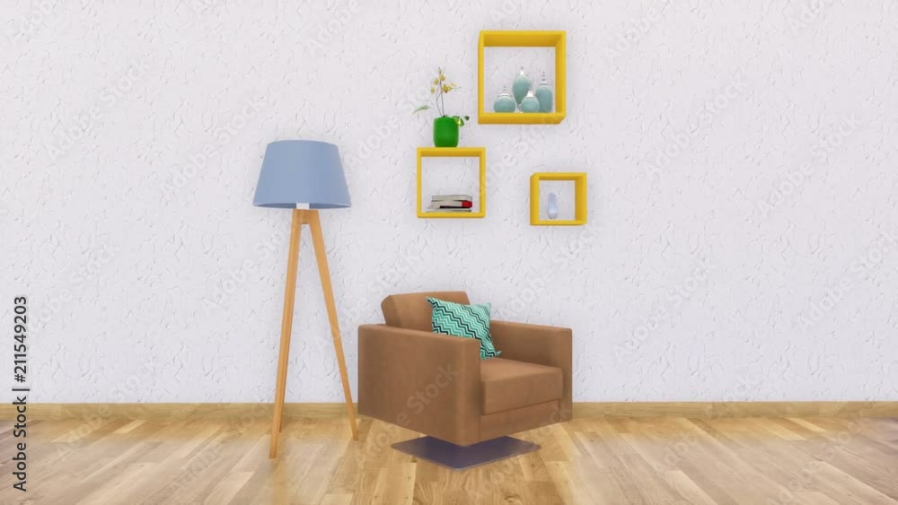 Bright modern living room interior in minimalistic design style with ...