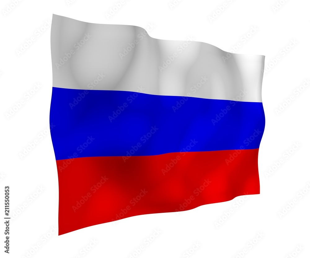 Fototapeta premium Waving flag of the Russian Federation. The National. State symbol of the Russia. 3D illustration