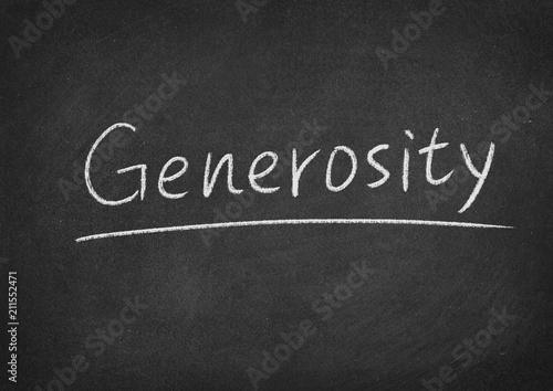 generosity concept word on a blackboard background photo