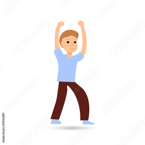 Dancing boy. Vector colored icon on white background.