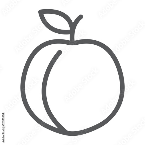 Peach line icon, fruit and vitamin, apricot sign, vector graphics, a linear pattern on a white background, eps 10.