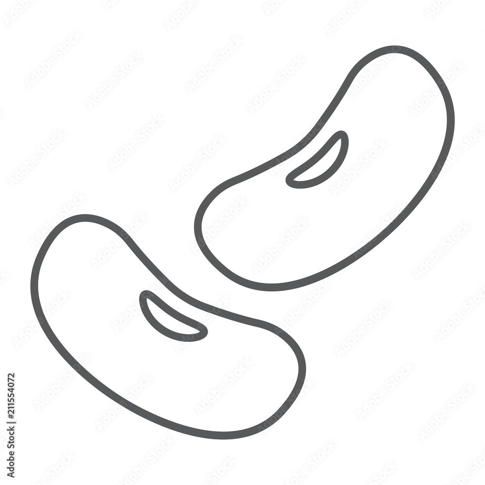 Kidney beans thin line icon, vegetable and diet, vegetarian sign, vector graphics, a linear pattern on a white background, eps 10. Kidney beans thin line icon, vegetable and diet, vegetarian sign, vector graphics, a linear pattern on a white background, eps 10.