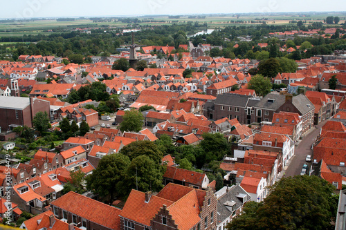 Landscape and sight over the town of Zierikzee