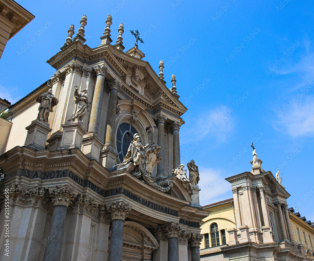 Saint Cristina baroque church in San Carlo square, Turin, Italy