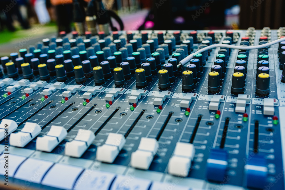 Fototapeta premium Audio mixing console working