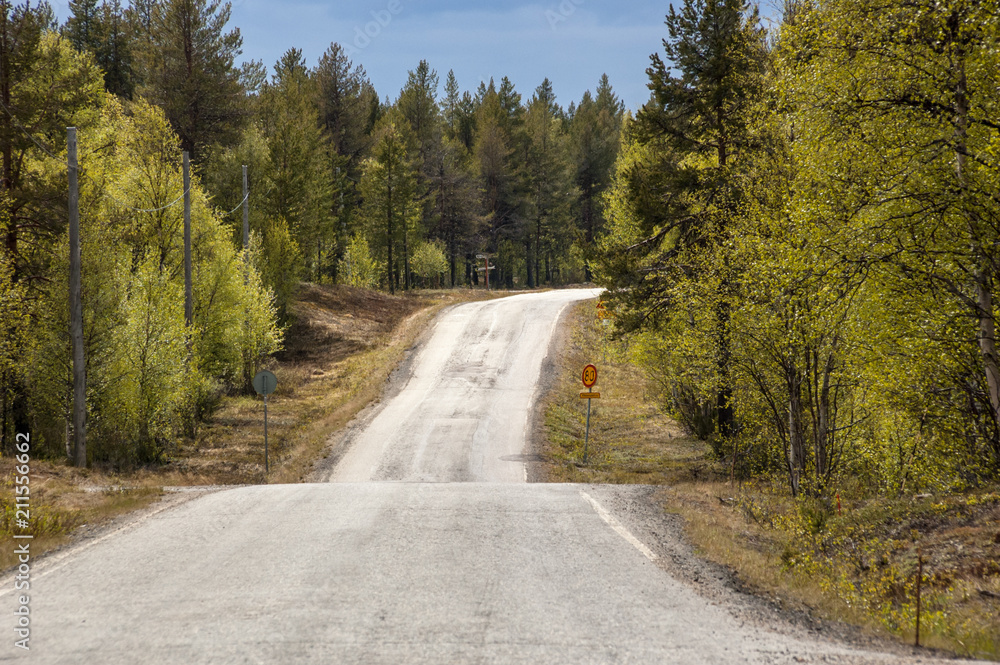 Quiet section of highway in Finland's far north