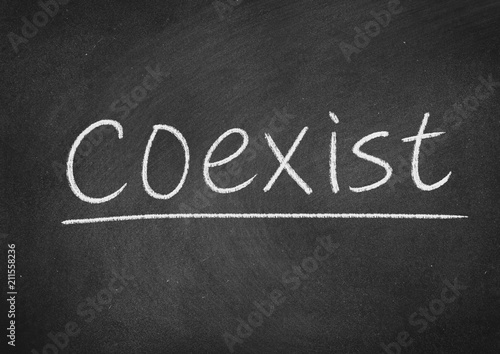 coexist concept word on a blackboard background