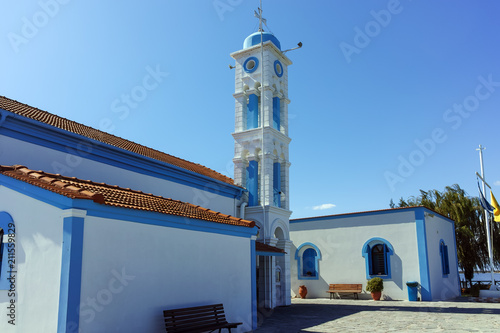 Saint Nicholas Monastery located on two islands in Porto Lagos near town of Xanthi, East Macedonia and Thrace, Greece photo