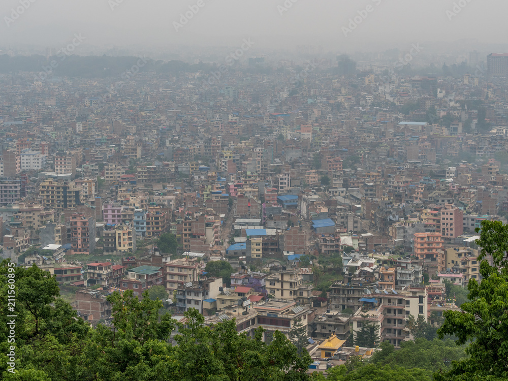 Aerial panorama of Kathmandu, Nepal