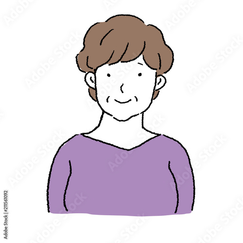 中年女性　上半身　イラスト
