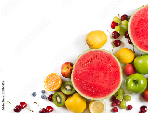 Summer fruits above view.