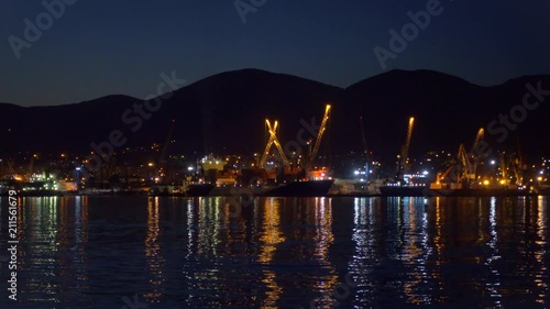 Timelapse, cargo and oil terminal in large port.