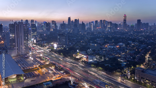 Highway and skyscrapers in Jakarta city