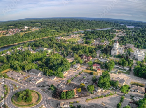 Augusta is the Capitol of Maine. Aerial View taken from Drone in Summer photo