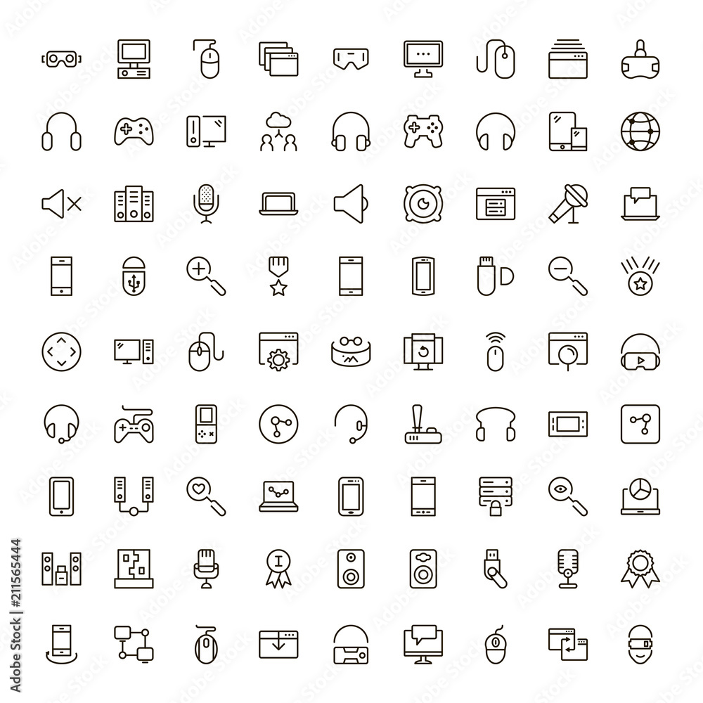 Online game icon set. Online game icon set.
