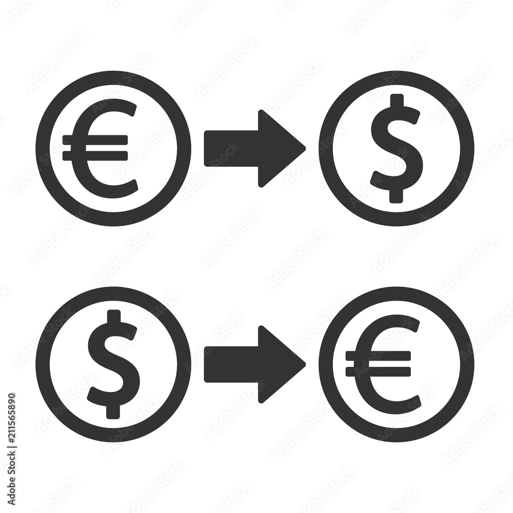 Dollar to euro convert. Vector. Dollar to euro convert. Vector.
