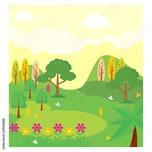 flower garden green meadow scenery landscape background