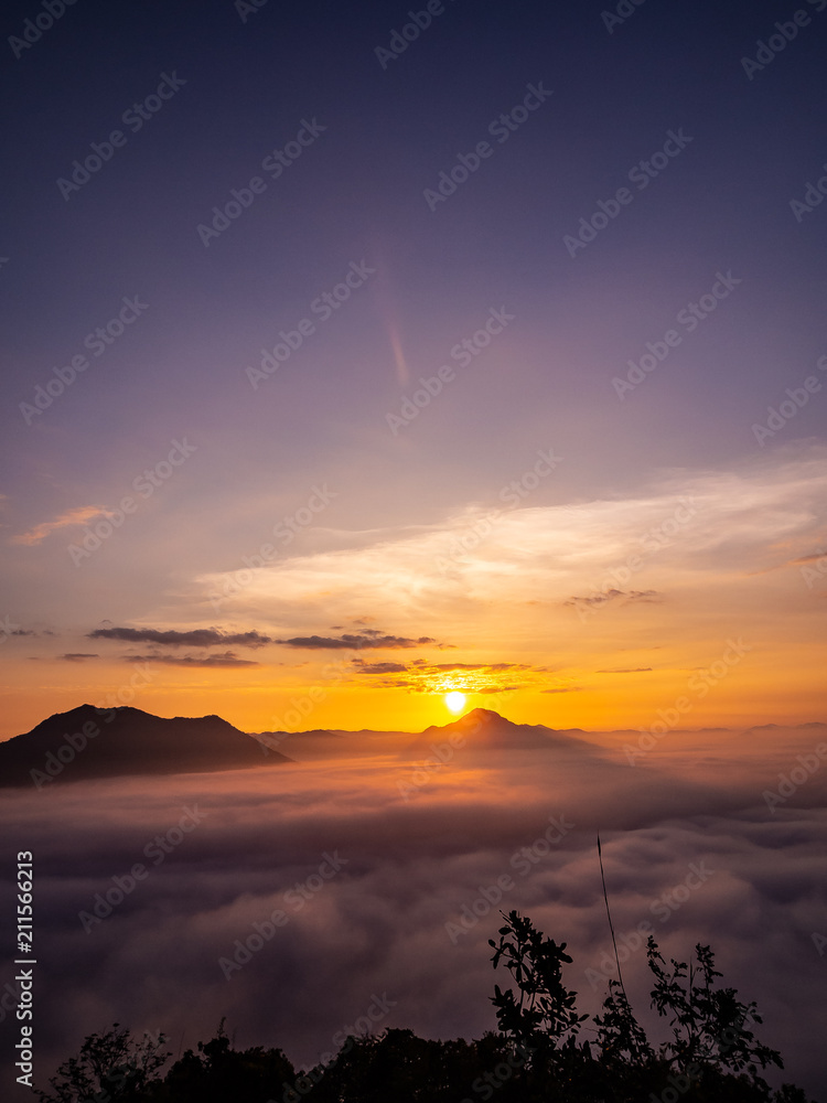 Beautiful landscape lot of fog Phu Thok