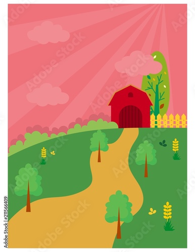 barnyard path view scenery landscape background