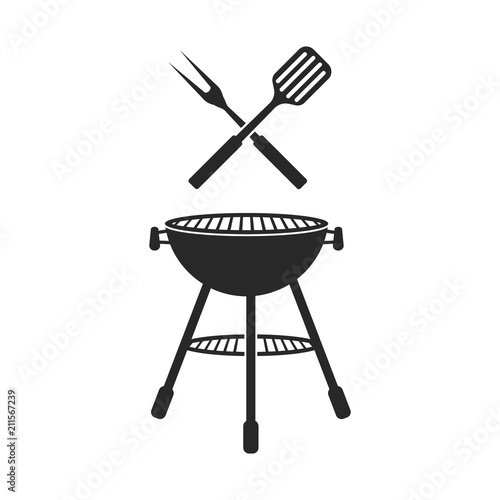 Grill and tools. Vector.