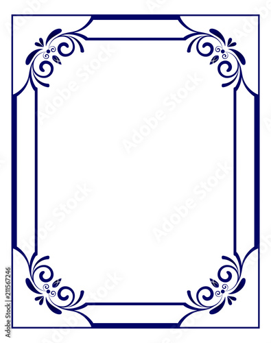 blue floral frame vector