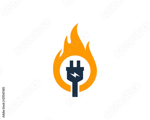 Electric Flame Fire Logo Icon Design Element