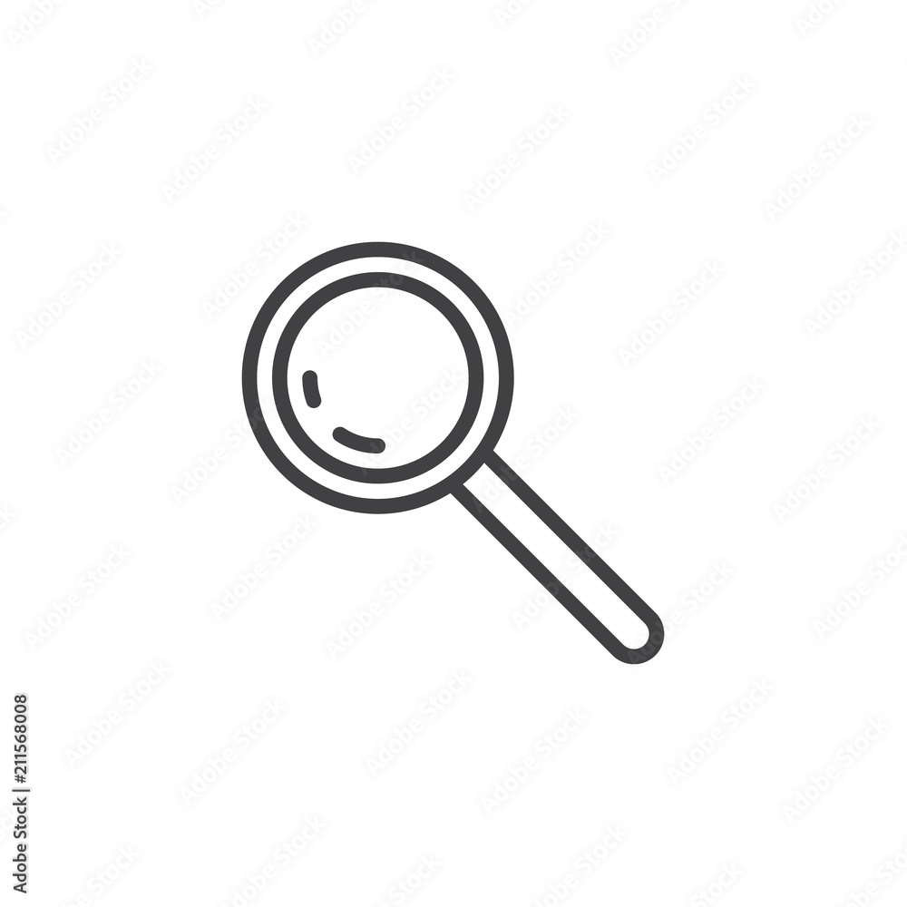 Magnifying glass outline icon. linear style sign for mobile concept and web design. magnifier, loupe simple line vector icon. Search symbol, logo illustration. Pixel perfect vector graphics Magnifying glass outline icon. linear style sign for mobile concept and web design. magnifier, loupe simple line vector icon. Search symbol, logo illustration. Pixel perfect vector graphics