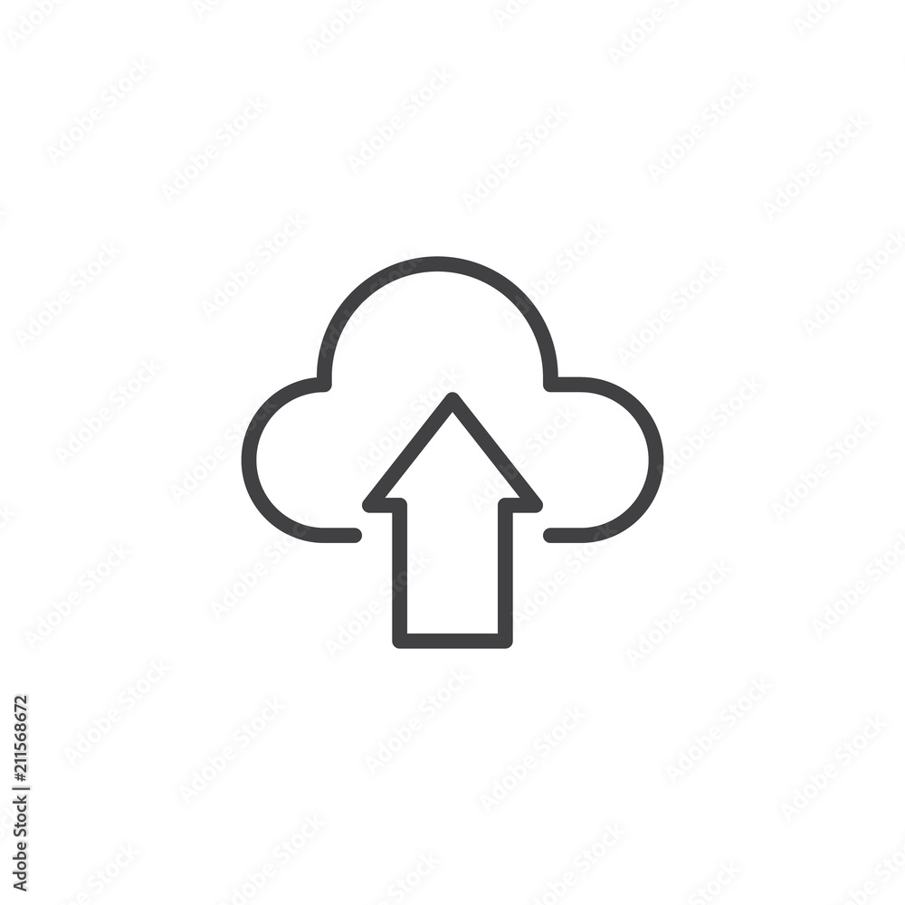 Upload outline icon. linear style sign for mobile concept and web design. Cloud with arrow up simple line vector icon. Symbol, logo illustration. Pixel perfect vector graphics Upload outline icon. linear style sign for mobile concept and web design. Cloud with arrow up simple line vector icon. Symbol, logo illustration. Pixel perfect vector graphics