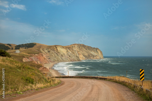 Nice beach and cliffs at Havre aux maisons at Magdelen island in Quebec in Canada