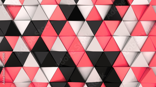 Pattern of black, white and red triangle prisms