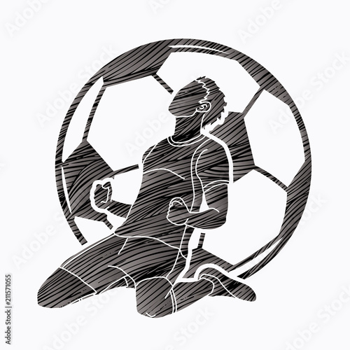 Soccer player the winner action graphic vector