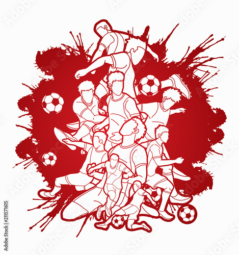 Soccer player team composition illustration graphic vector.