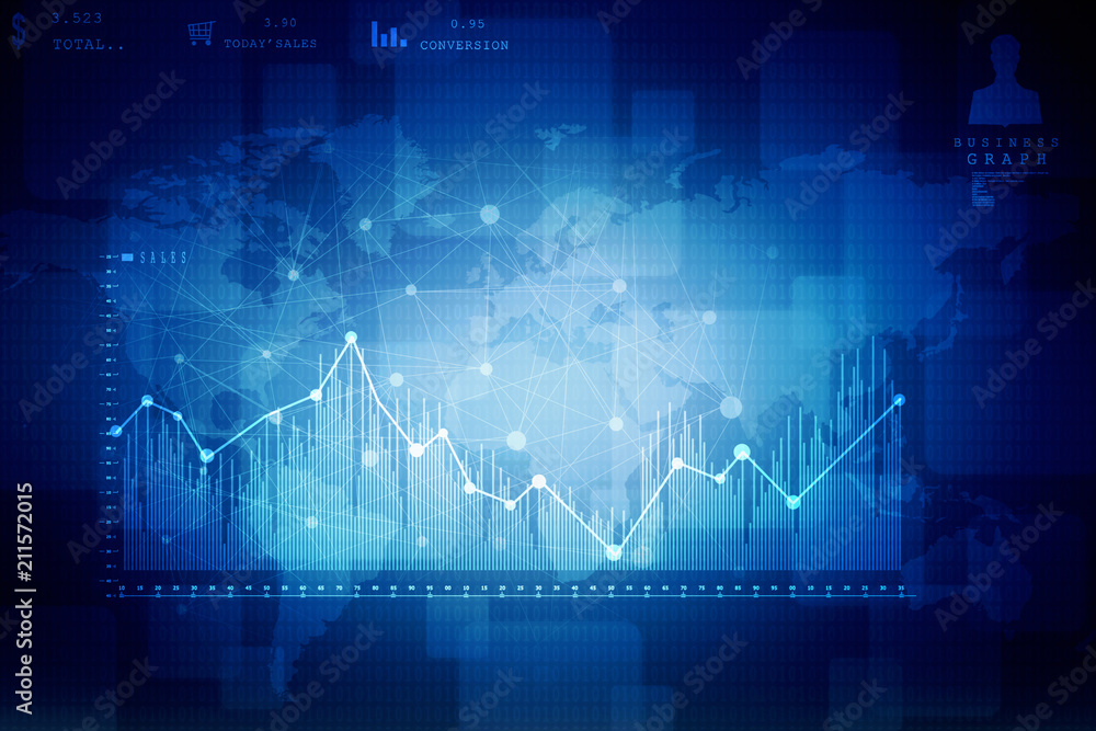2d rendering Stock market online business concept. business Graph 2d rendering Stock market online business concept. business Graph