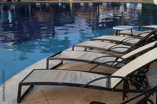 Loungers at the edge of the pool