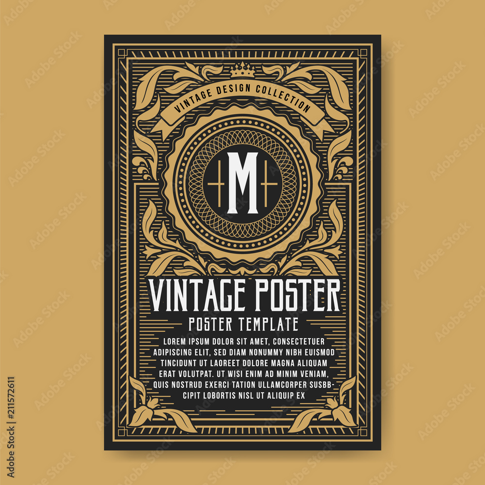 Vintage luxury poster background template. Vector illustration