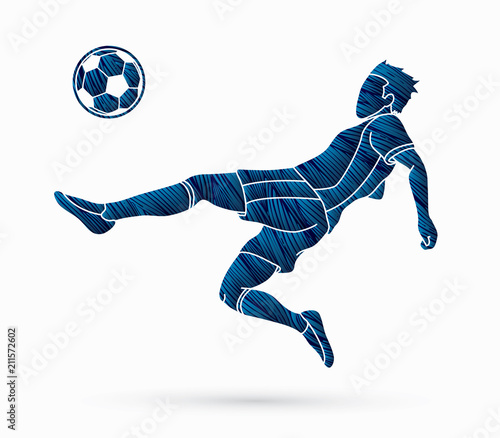 Soccer player hit the ball, Bicycle Kick graphic vector.