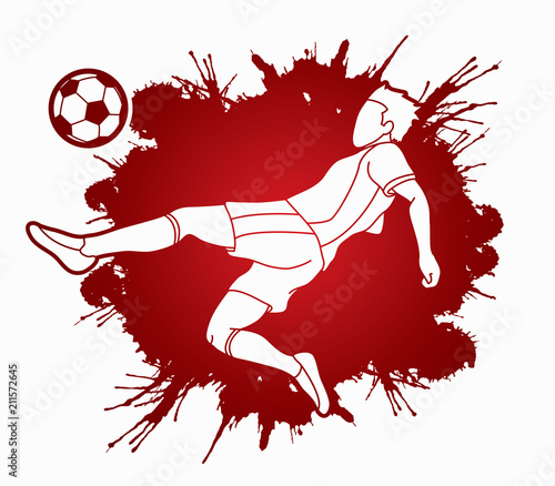 Soccer player hit the ball, Bicycle Kick graphic vector.