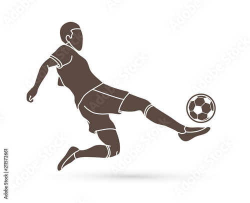 Soccer player hit the ball, Bicycle Kick graphic vector.