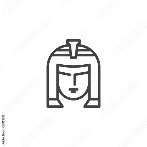 Cleopatra portrait outline icon. linear style sign for mobile concept and web design. Egyptian queen Nefertiti simple line vector icon. Symbol, logo illustration. Pixel perfect vector graphics