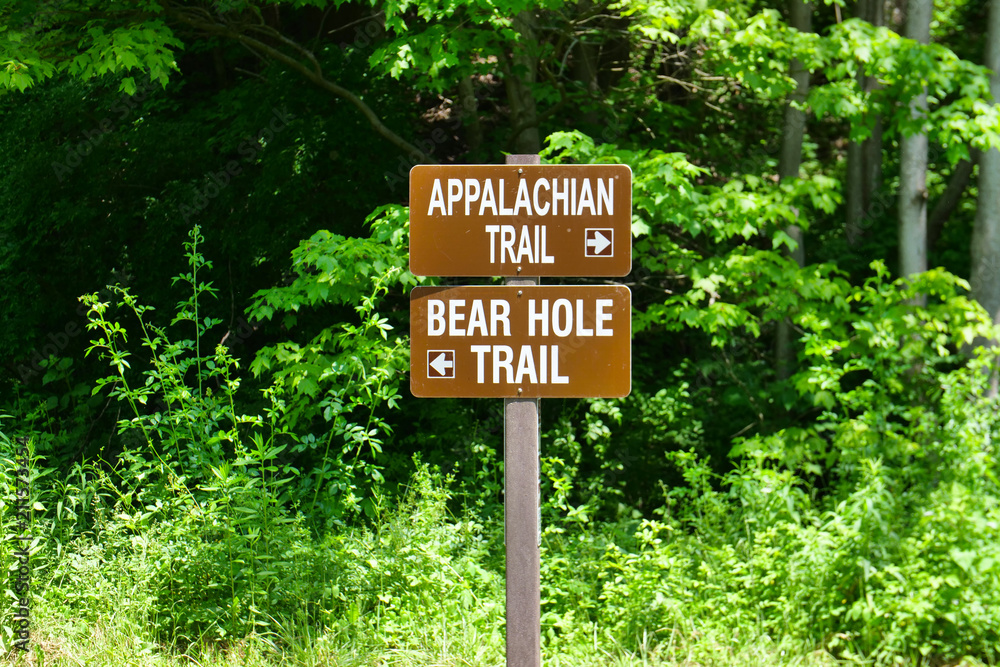 Appalachian Trail Bear Hole Sign Post