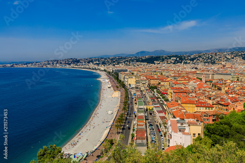 Nice old town and city coastline on the Mediterranean Sea