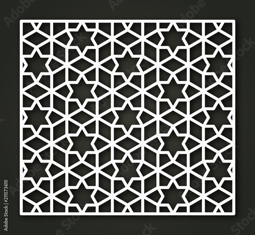 Laser cutting template. Decorative panel. Traditional oriental pattern.