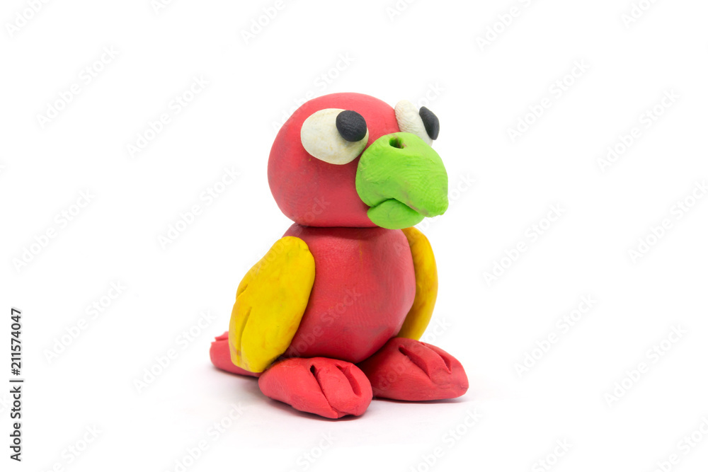 Fototapeta premium Play dough Bird on white background