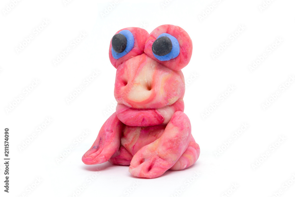 Obraz premium Play dough frog on white background