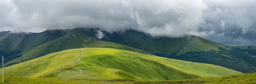 Mountain range clouds panoramic landscape. Mountain range clouds panoramic landscape.