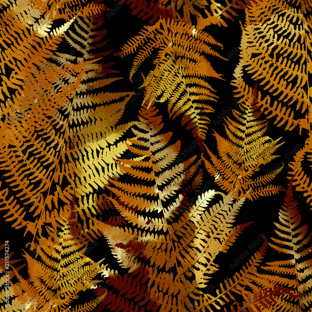 imprints fern leaves mix repeat seamless pattern. watercolour and digital hand drawn picture. mixed media artwork. endless texture for textile decor and design imprints fern leaves mix repeat seamless pattern. watercolour and digital hand drawn picture. mixed media artwork. endless texture for textile decor and design
